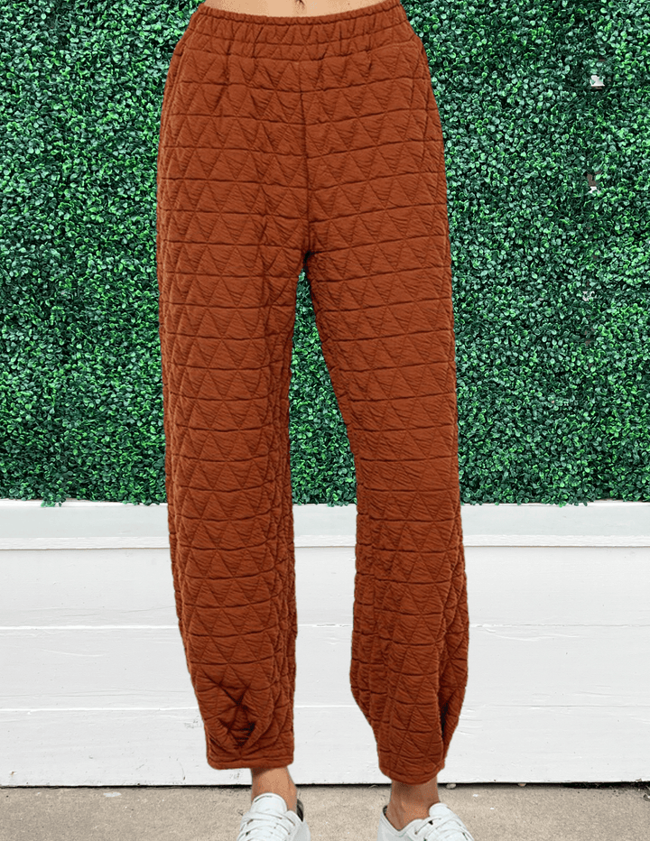 quitled joggers see and be seen brown womens online boutique