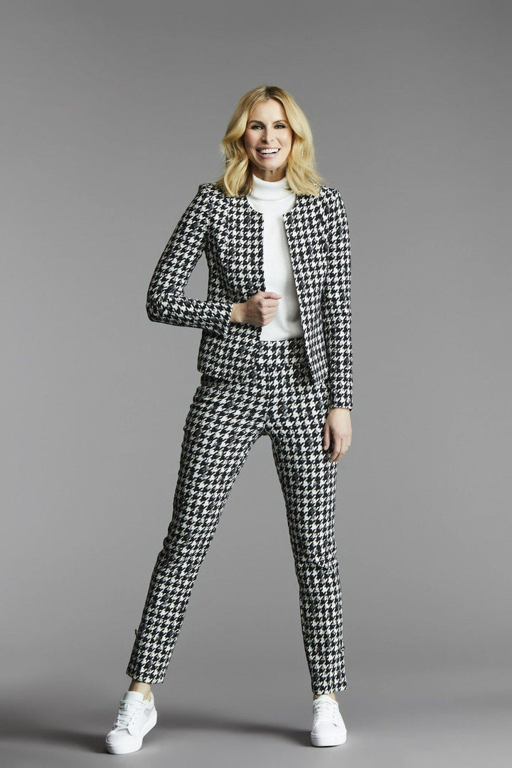 Black &amp; White Herringbone Up! Pants - Tres Chic Houston