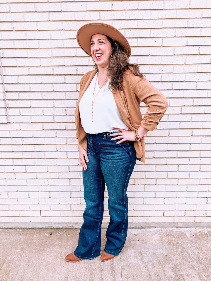 Dark Wash Flare Jean - Tres Chic Houston