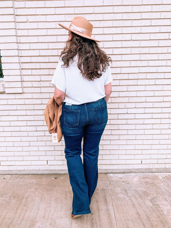 Dark Wash Flare Jean - Tres Chic Houston