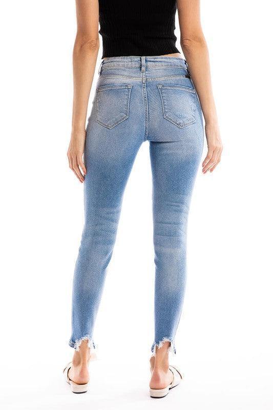 Light Wash Shark Bite Denim - Tres Chic Houston
