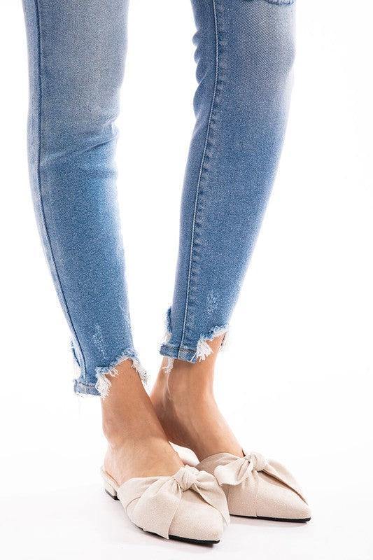 Light Wash Shark Bite Denim - Tres Chic Houston