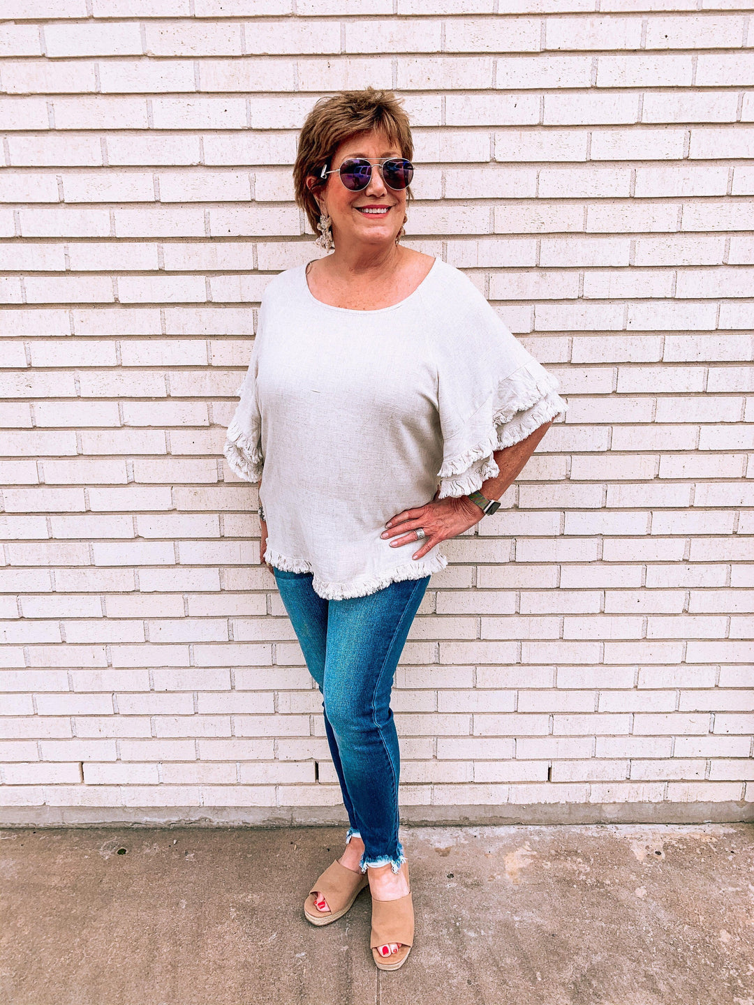 Medium Wash Shark Bite Jeans - Tres Chic Houston
