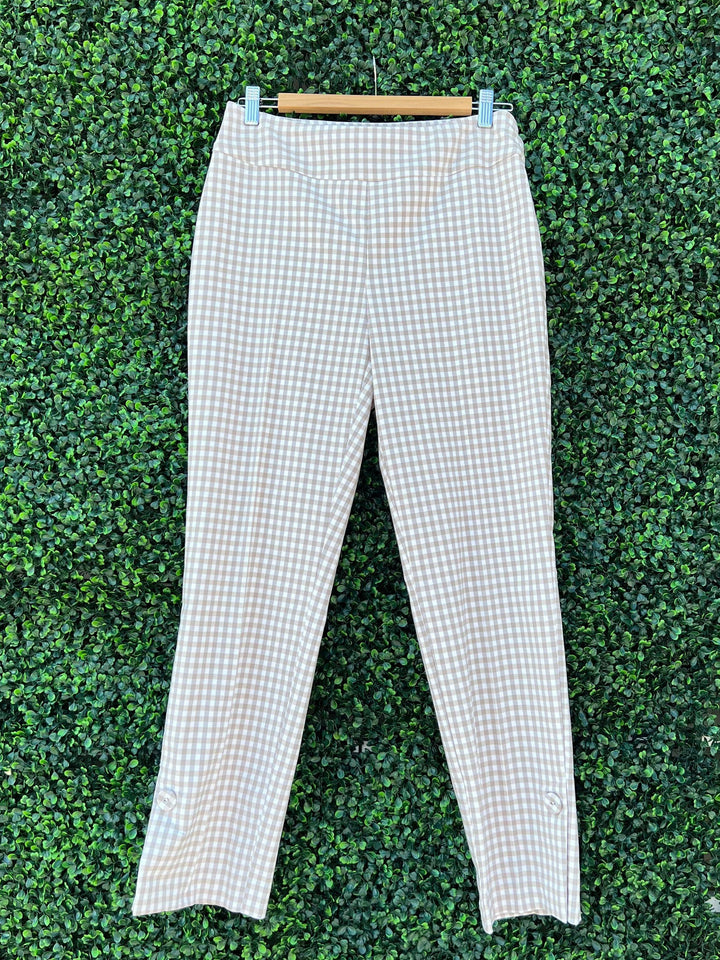 Houston boutique pants with slit at the ankle and button detail 