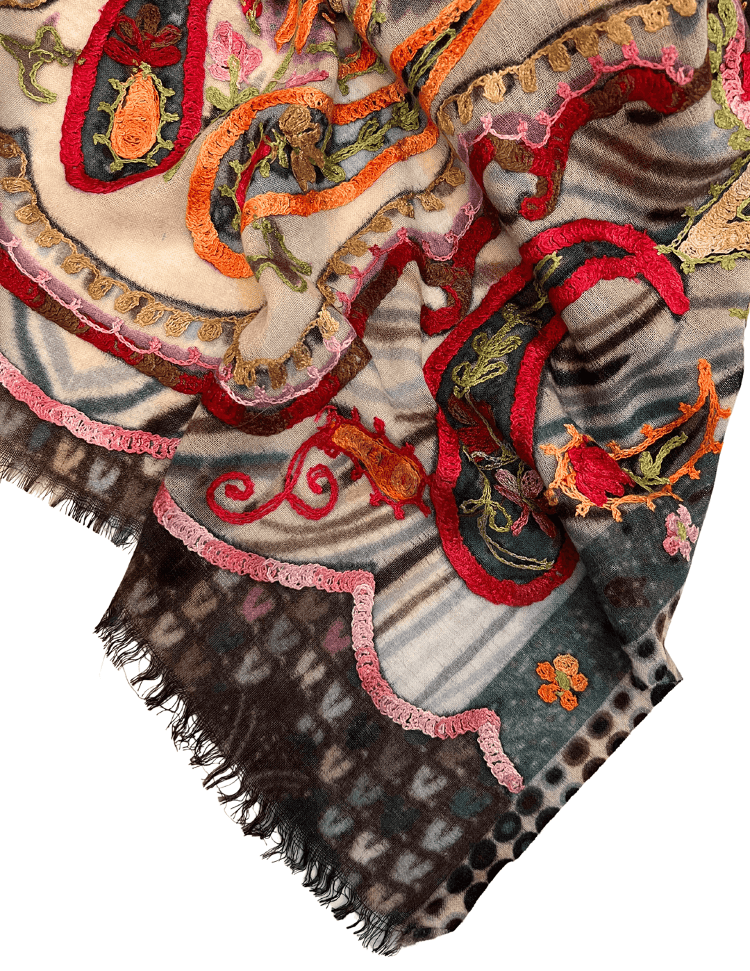 anu wool Embroidered shawl tres chic womens boutique houston texas