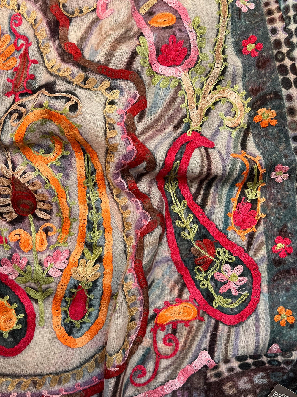 anu wool Embroidered shawl tres chic womens boutique houston texas