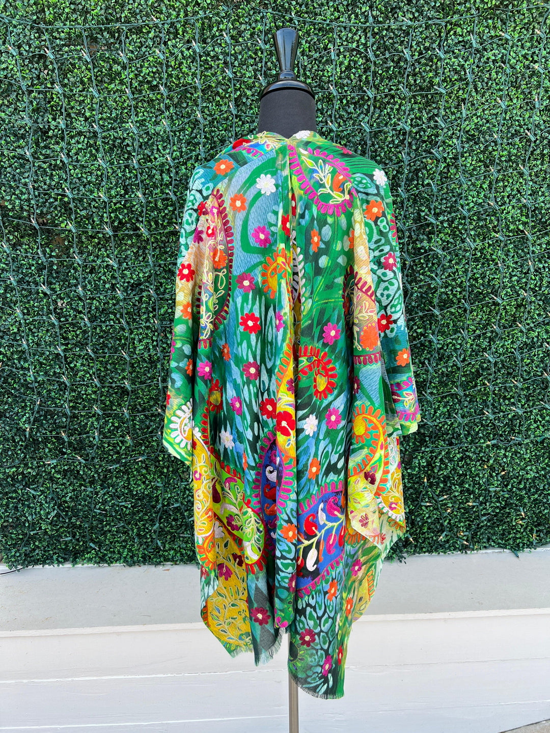 anu natural fashions Embroidered Eucalyptus Ruana silk summer spring