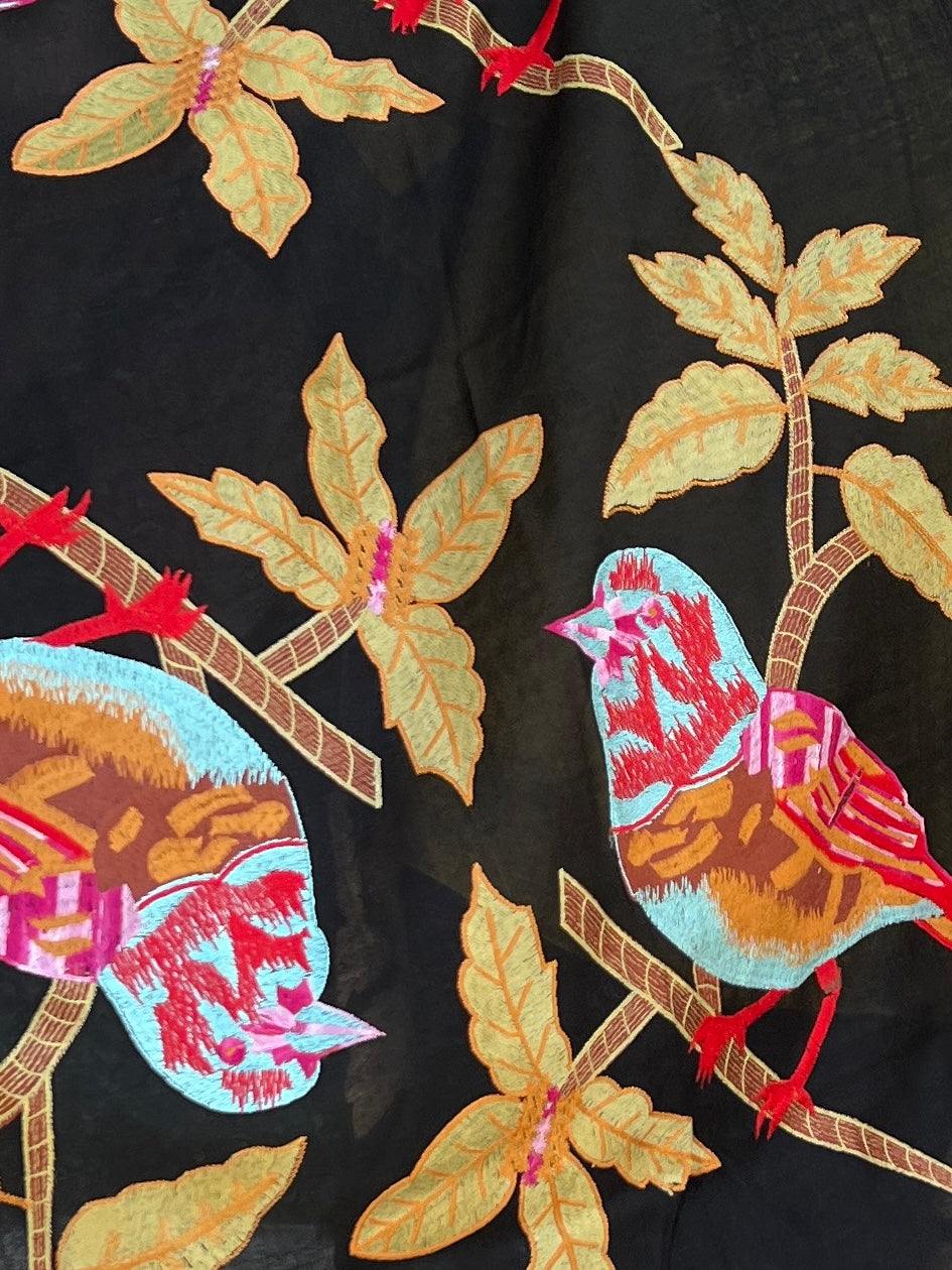 colorful vivid saturated Embroidered scarf womens gift idea