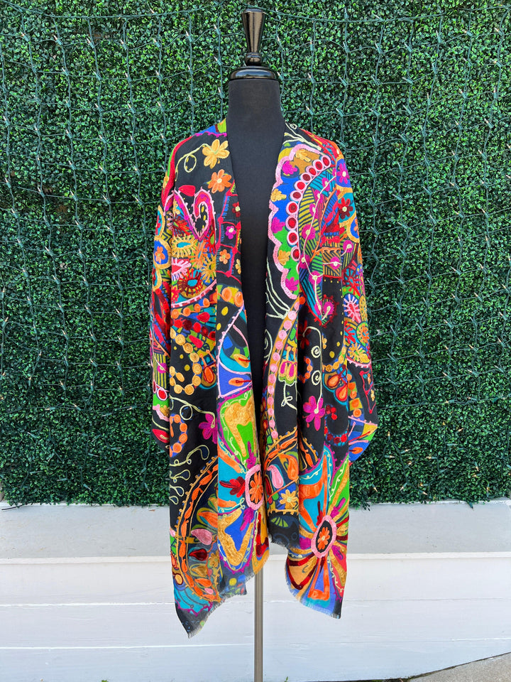 Embroidered Madrid Ruana