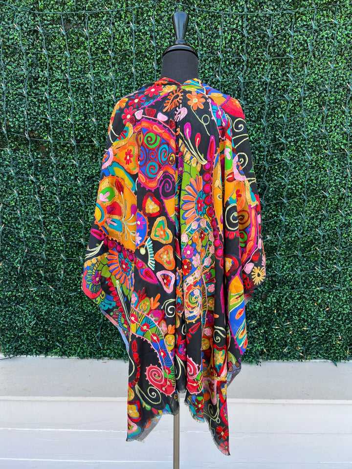 Embroidered Madrid Ruana