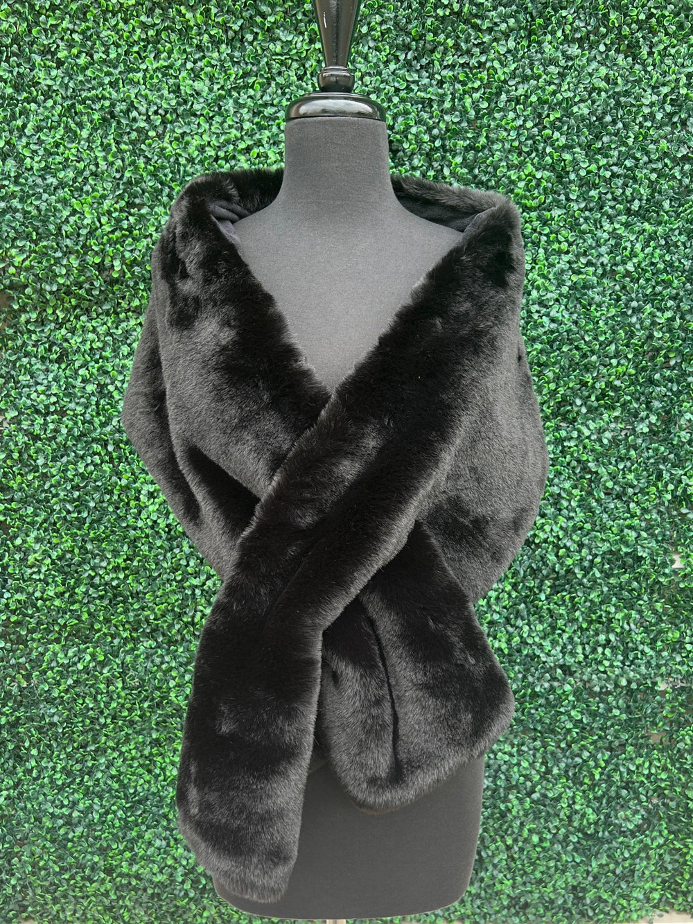 womens faux fur wraps after 5 attire evening wear boutique lux glam unique black