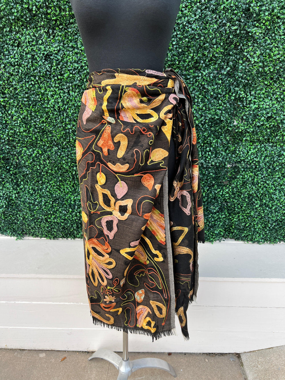 Embroidered Alps Ruana Anu Natural Fashion tres chic women over 50 gift ideas boutique