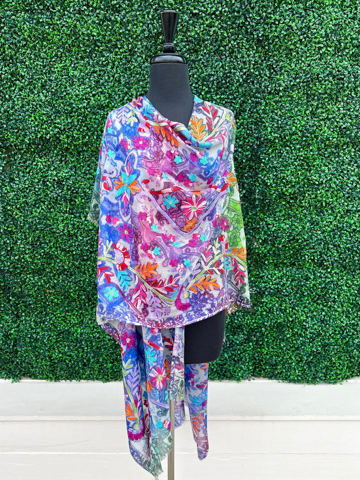spring summer lavender green blue cape wrap