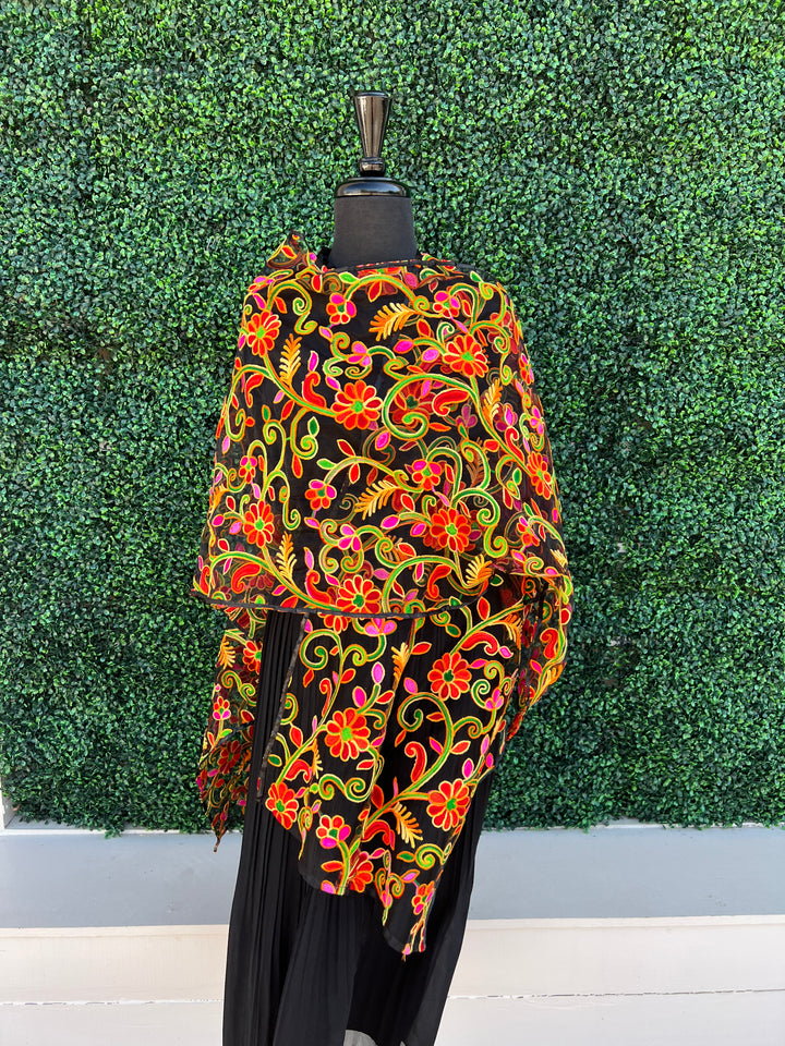 Mesh embroidered Ruana