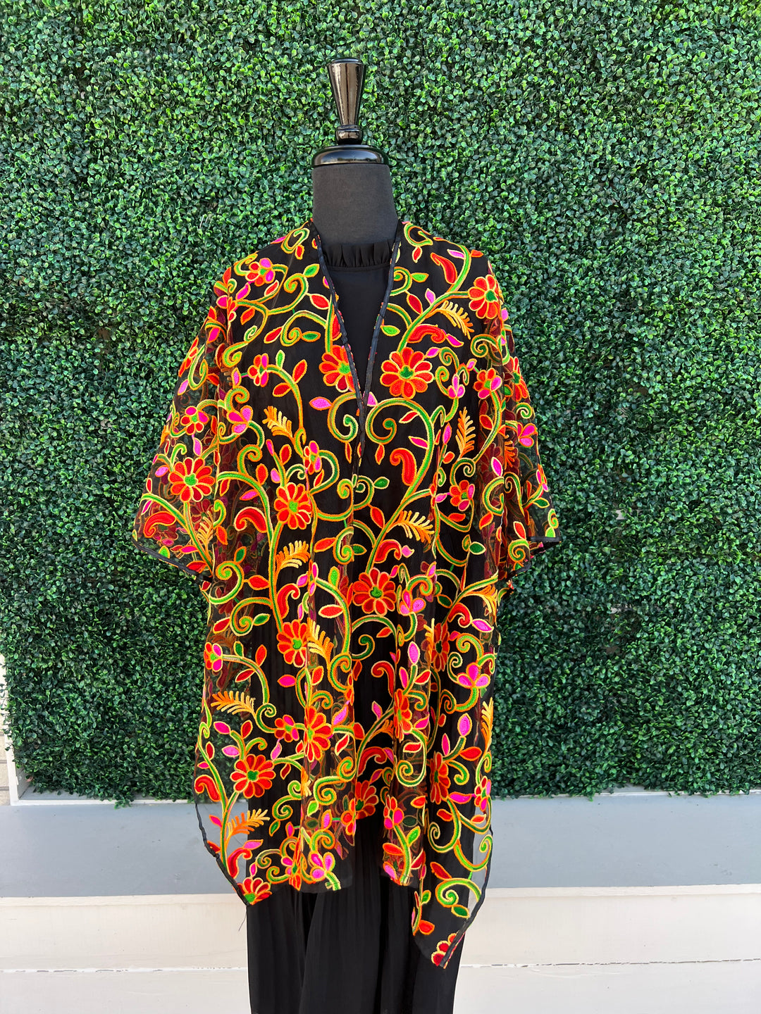 Mesh embroidered Ruana