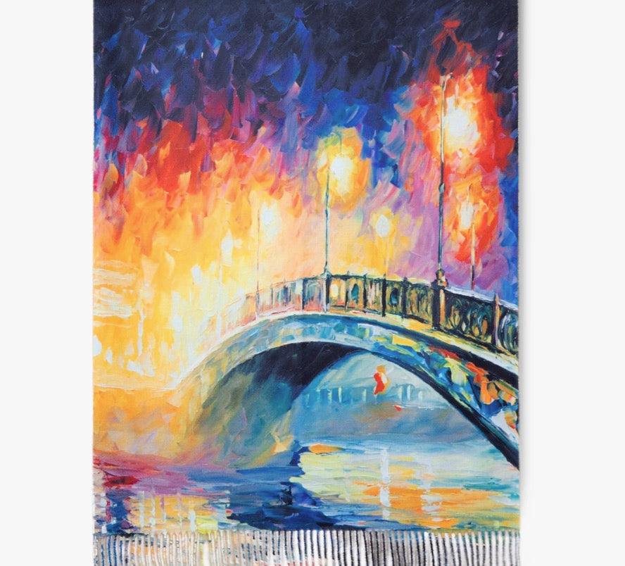 Great Artist Faux Cashmere Scarves Vincent van Gogh and Monet paintings womens gift ideas boutique night scene