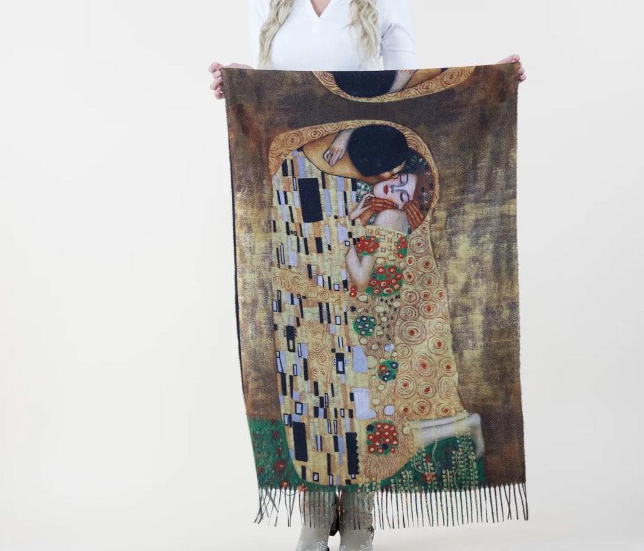 the kiss Great Artist Faux Cashmere Scarves Vincent van Gogh and Monet paintings womens gift ideas boutique