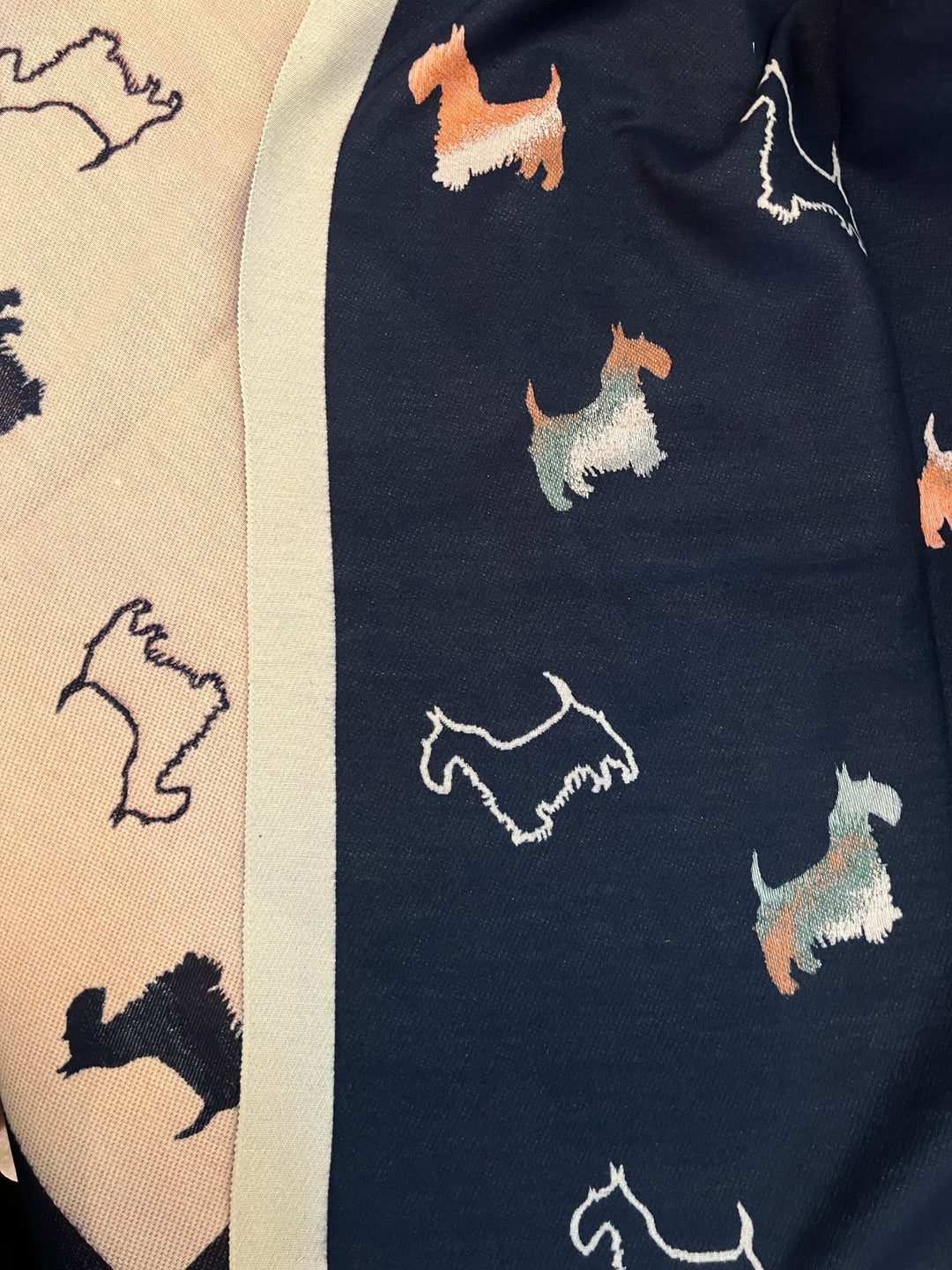 Navy and cream scotty dog scarf shawl wrap womens holiday gift boutique
