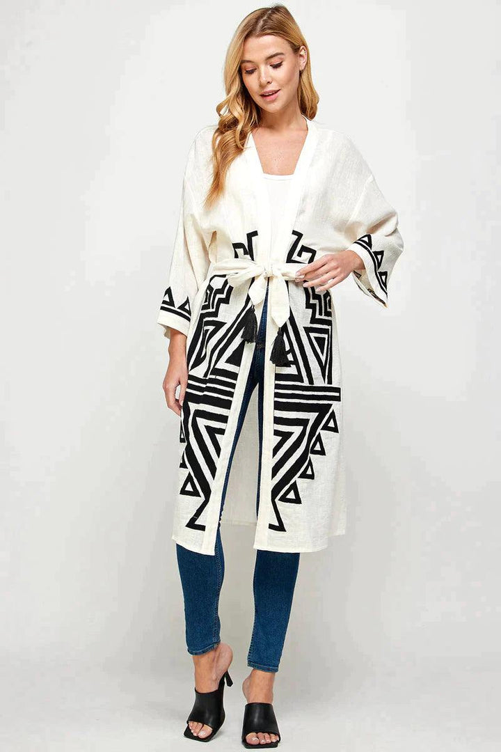 aztec pattern kimono linen and cotton