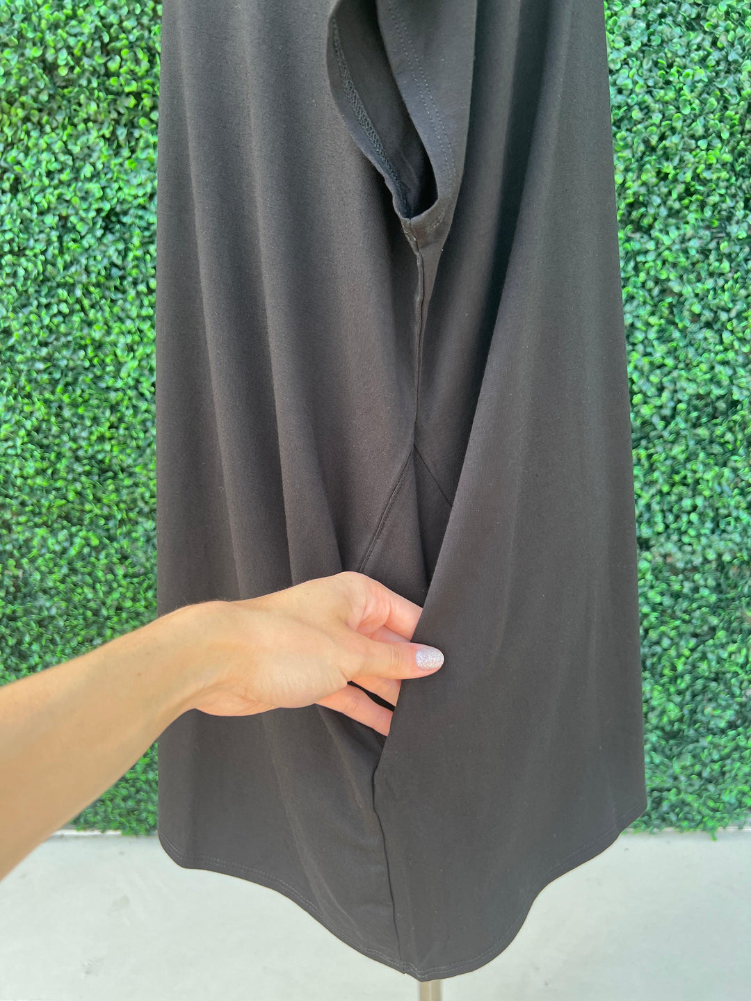 black cowl neck tunic with pockets womens gift boutique