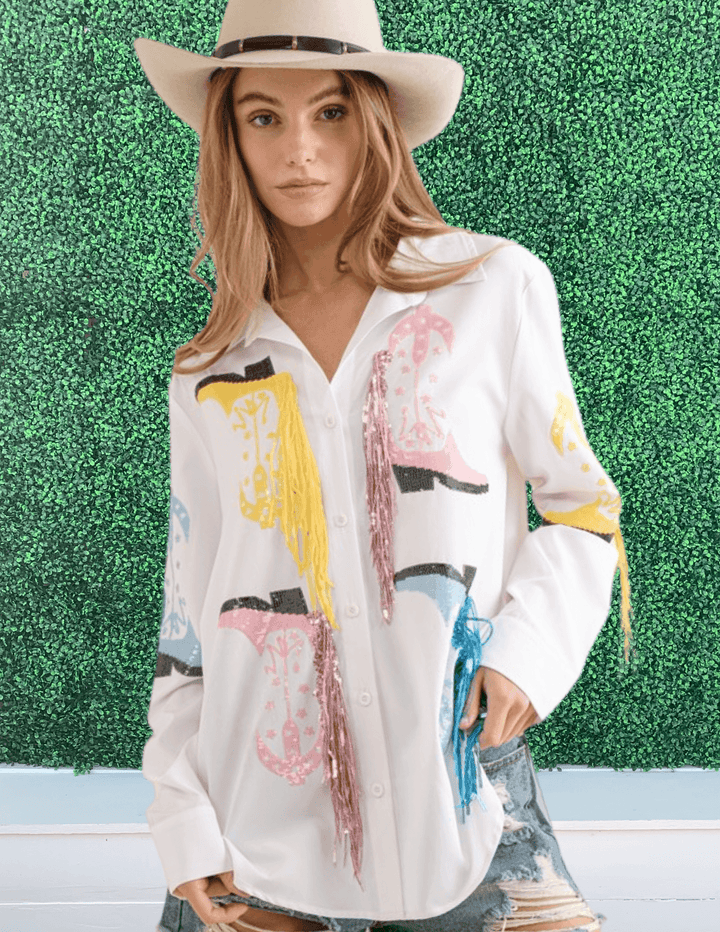 tre chic southern boutique houston rodeo livestock show button up sequin