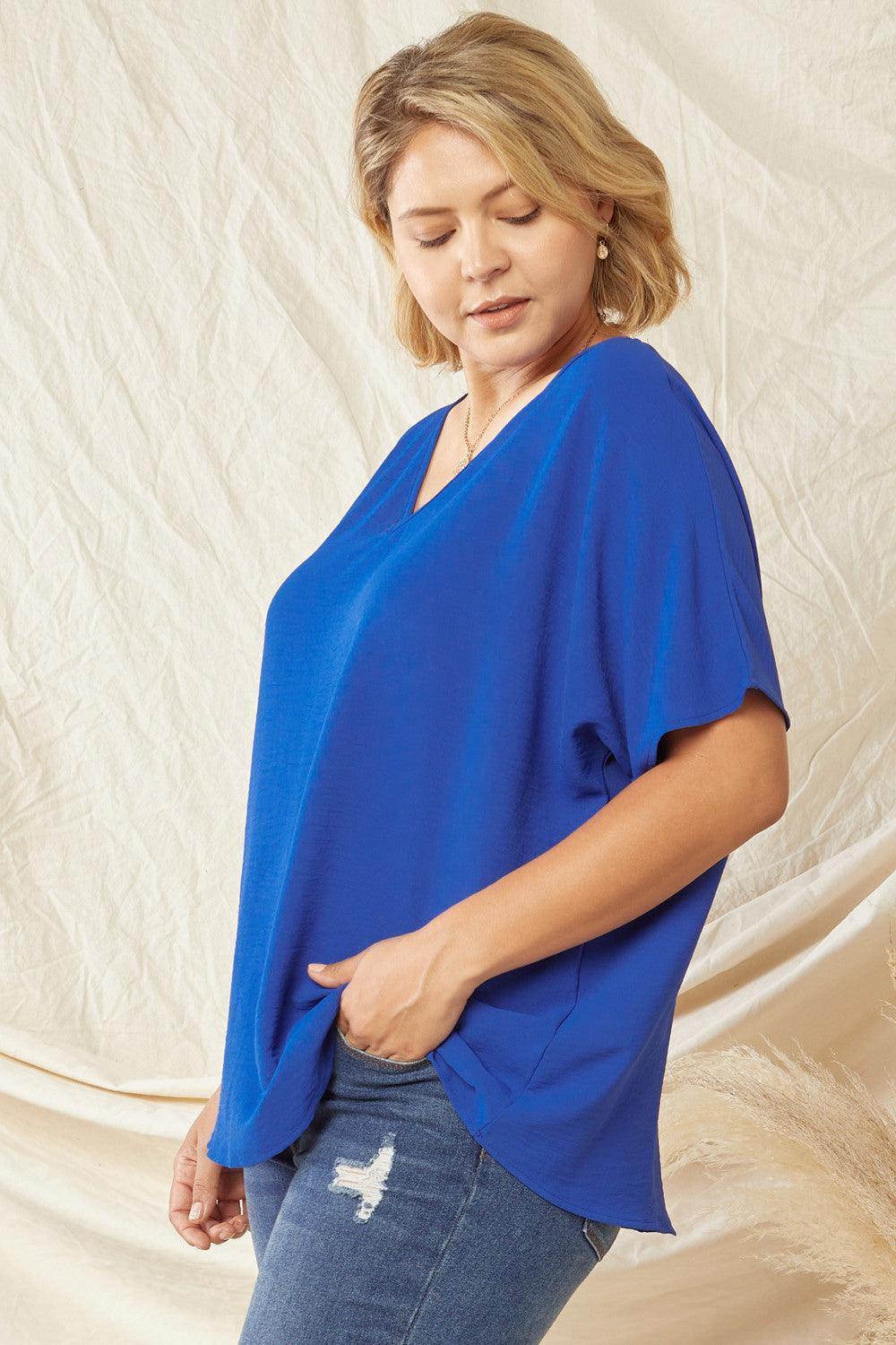 Classic V-Neck Top in Plus - Très Chic