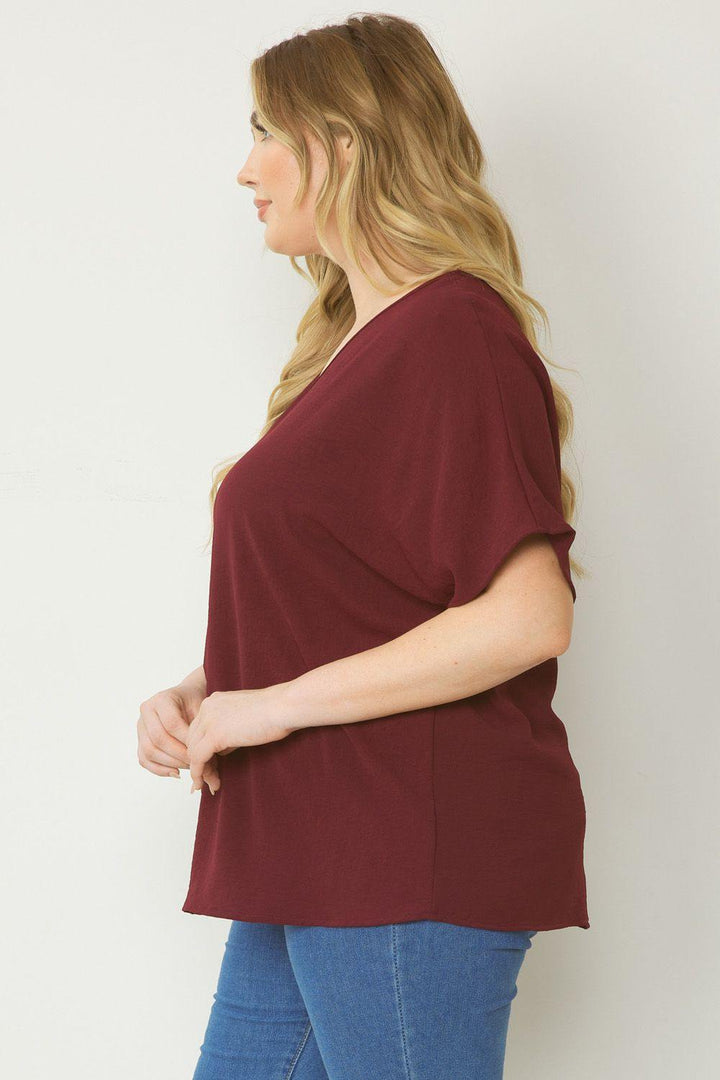 Plus size v neck oversized top houston texas boutique online 