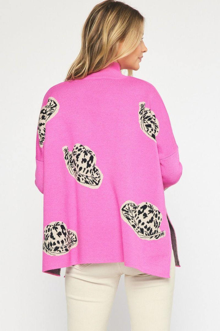 hot pink cowgirl hat sweater HLRS housotn rodeo women&
