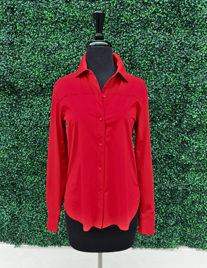 cherry red button up top Lysse Roll Tab Button Down near me