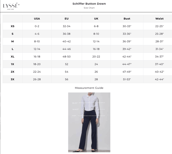 lysse size chart 