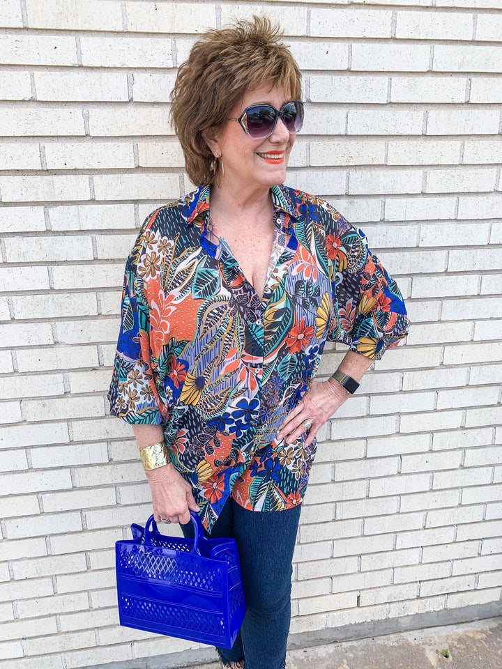 Sheer Floral Button Down - Très Chic