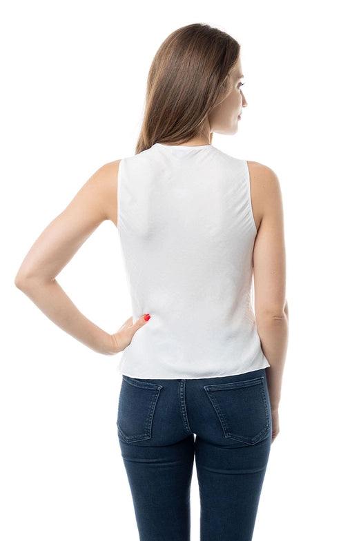 silky cowl neck top layering shell white tres chic boutique