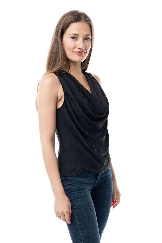 silky cowl neck top layering shell white tres chic boutique