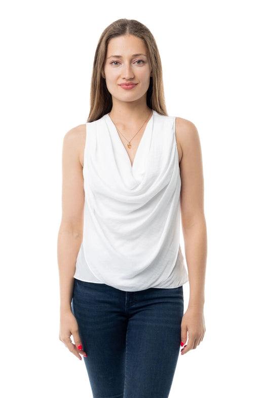 silky cowl neck top layering shell white tres chic boutique work wear blouse