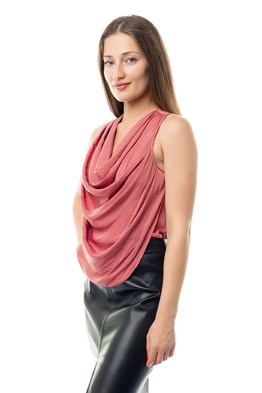 silky cowl neck top layering shell white tres chic boutique example half tucked
