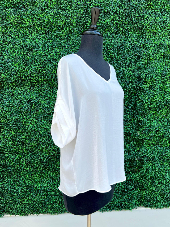 silky white work wear blouse dressy boutique houston texas