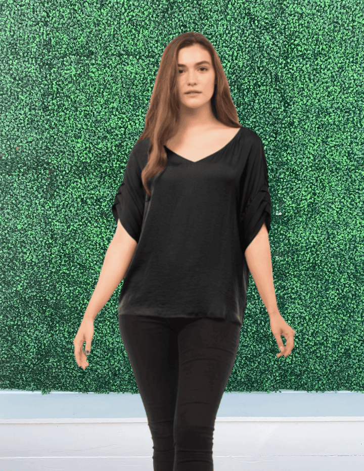 Silky lightweight top hot Houston weather outfit