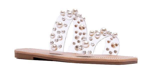 Clear Pearl Detailed Sandal - Très Chic