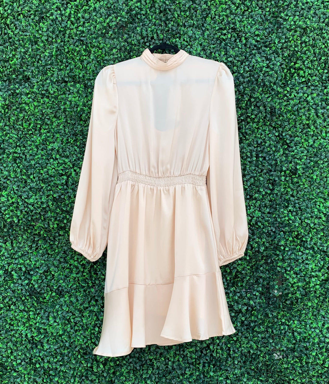 Mock Neck Satin Dress - Très Chic