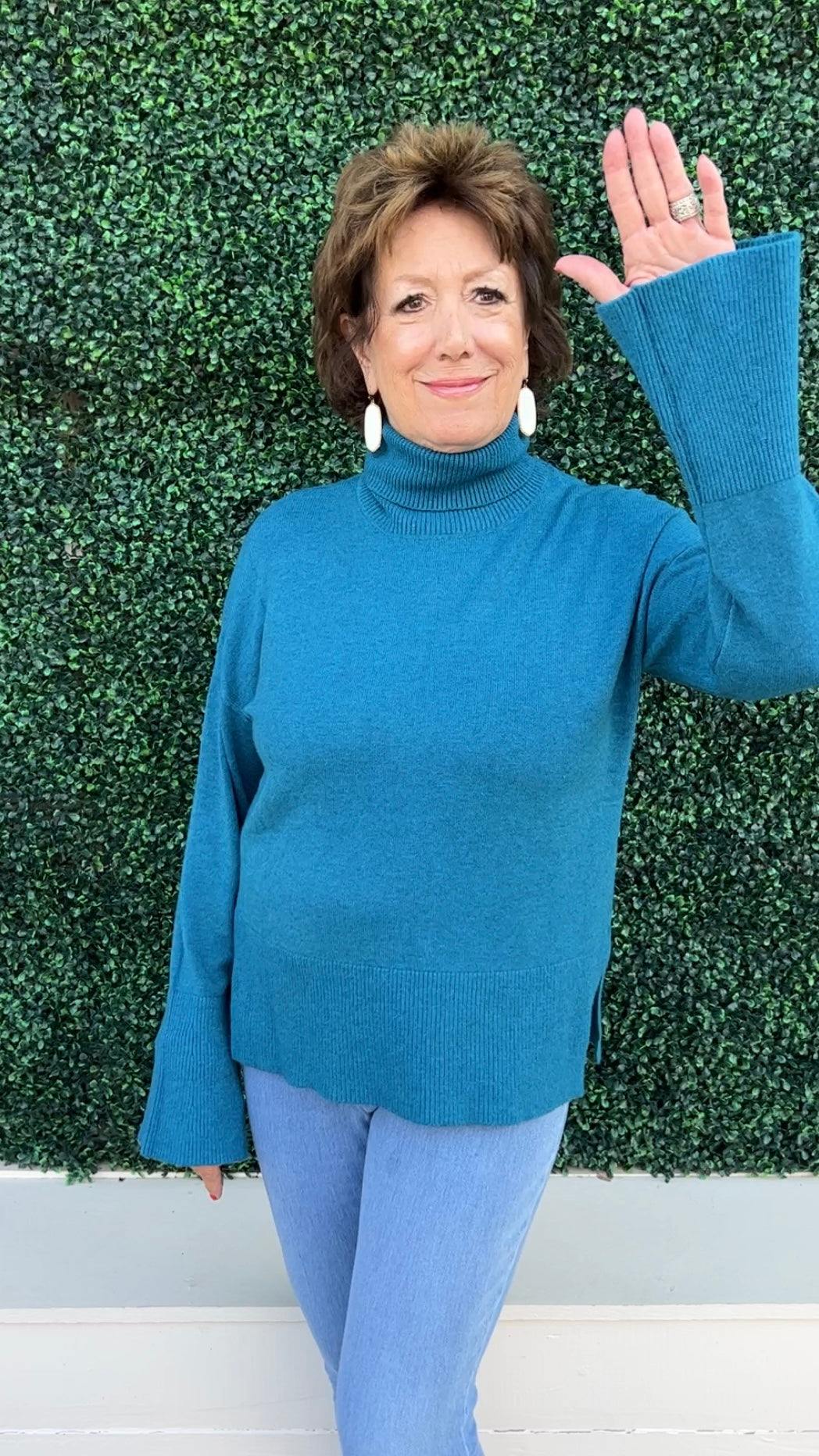 Turtle Neck Sweater lightweight houston texas womens boutique blue colorful