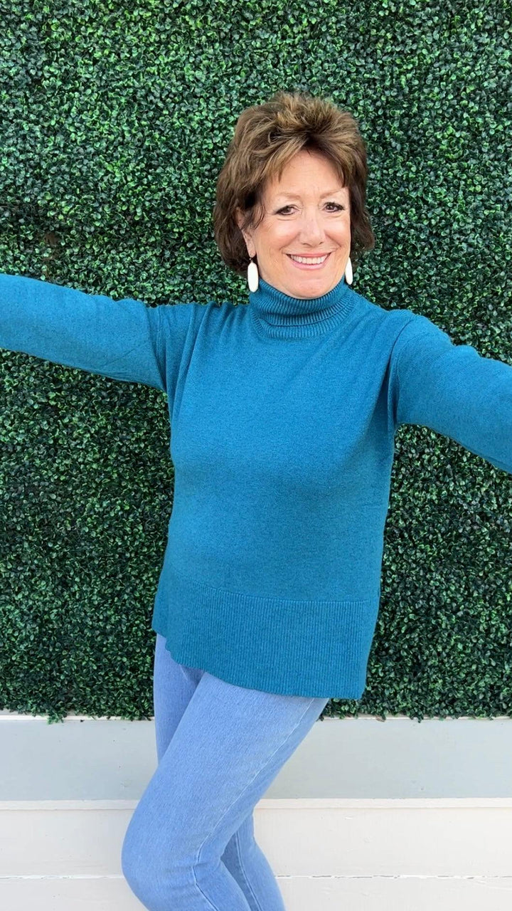 Turtle Neck Sweater lightweight houston texas womens boutique blue colorful