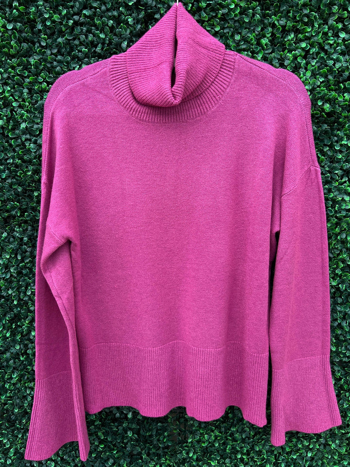 purple pink turtle neck sweater women&