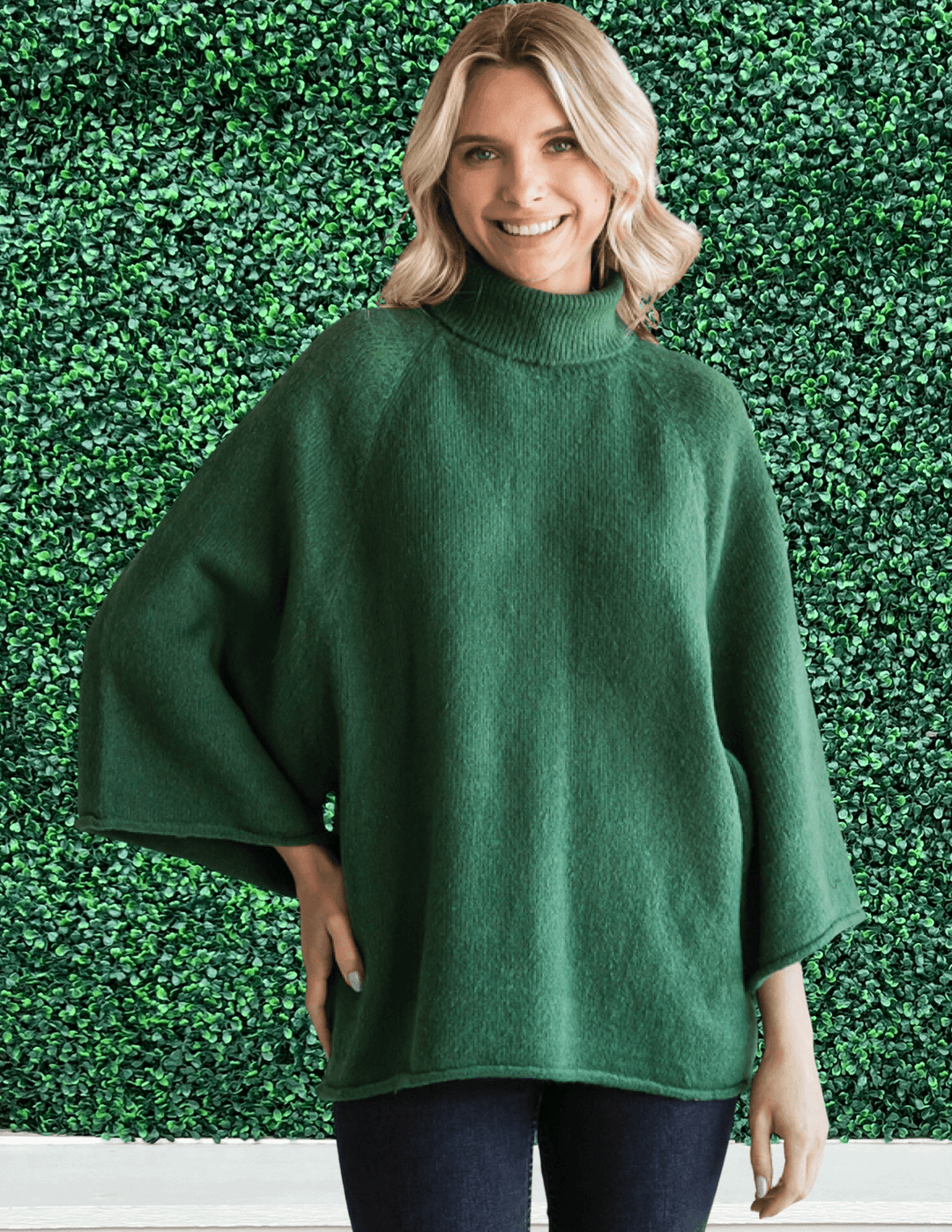 Boxy Turtleneck Sweater tres chic boutique tops and blouses green Jodifl brand