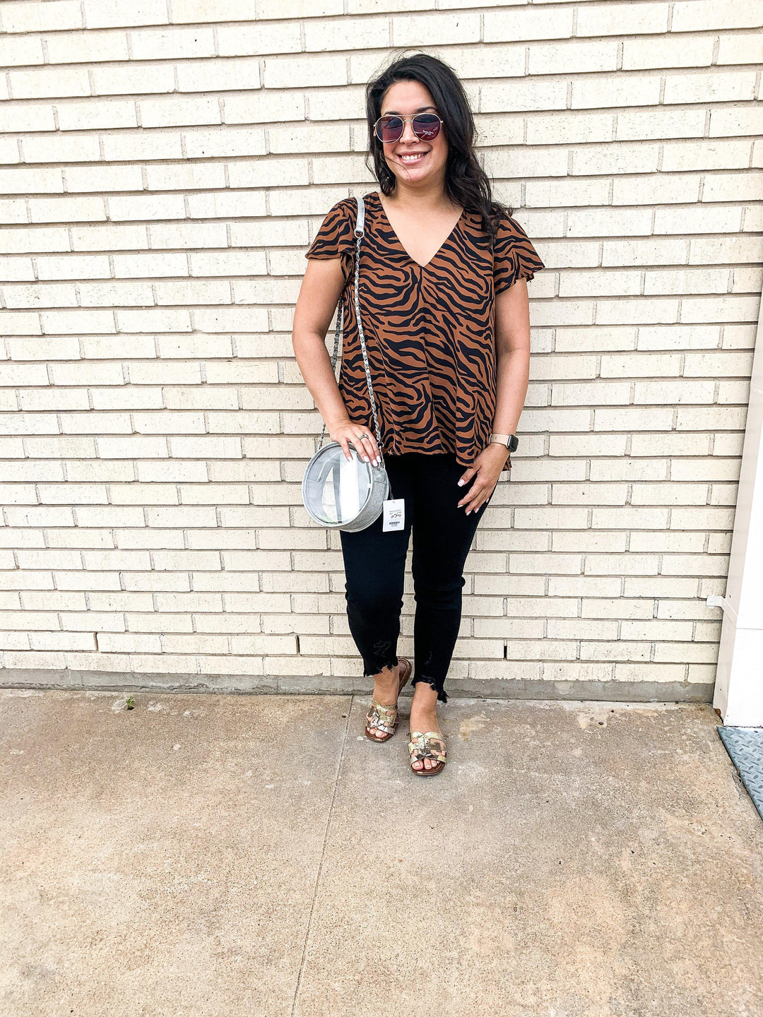Tiger Print V-Neck Top - Très Chic