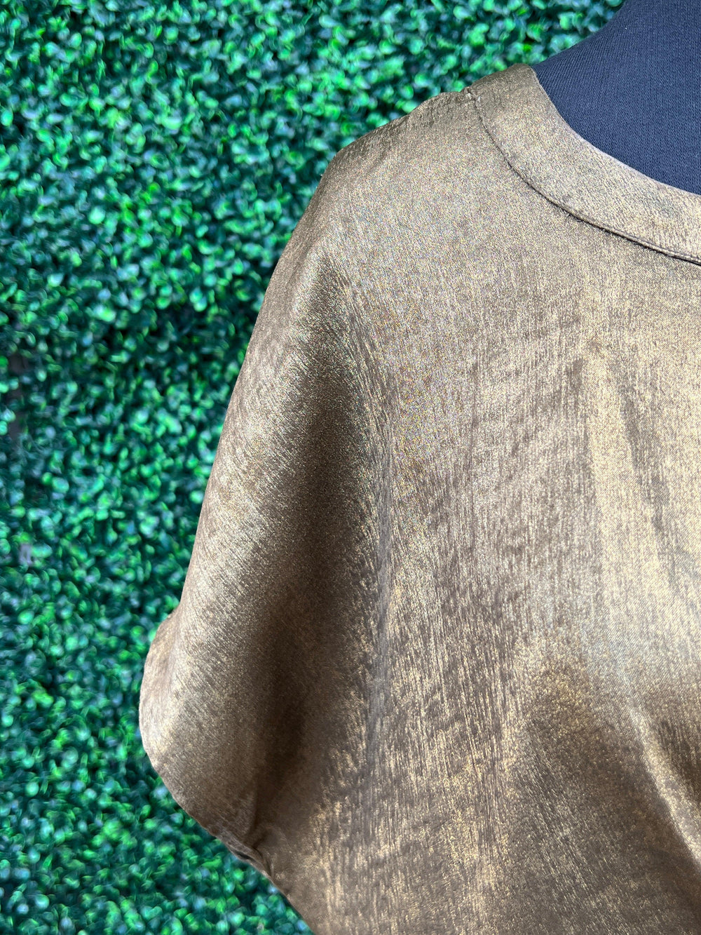 cocktail shimmer gold fabric blouse senior women