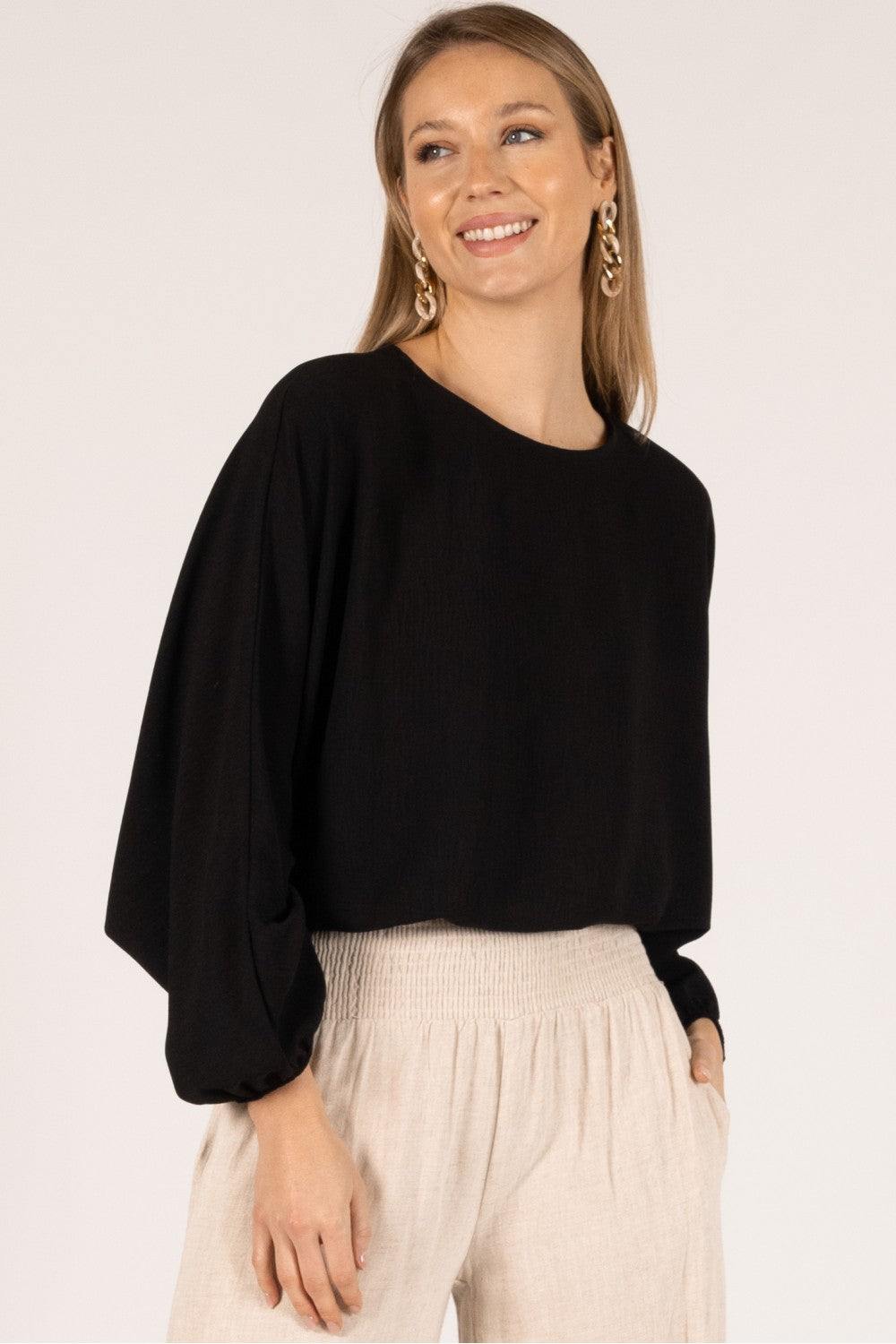 Elastic Waist Dolman Top