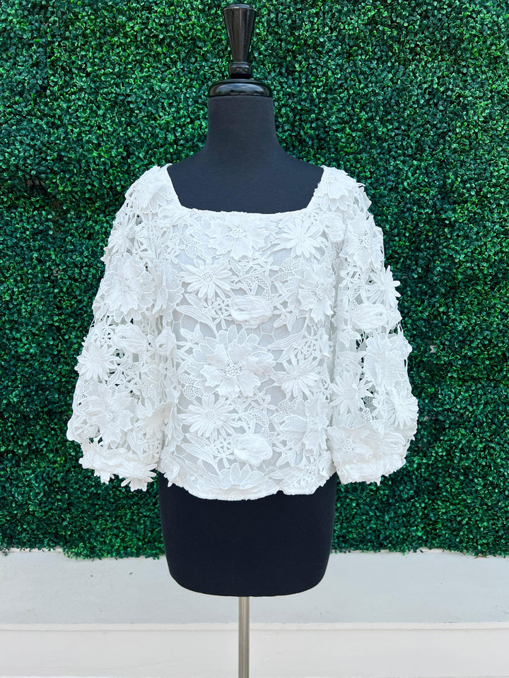 Floral Applique Lace Top