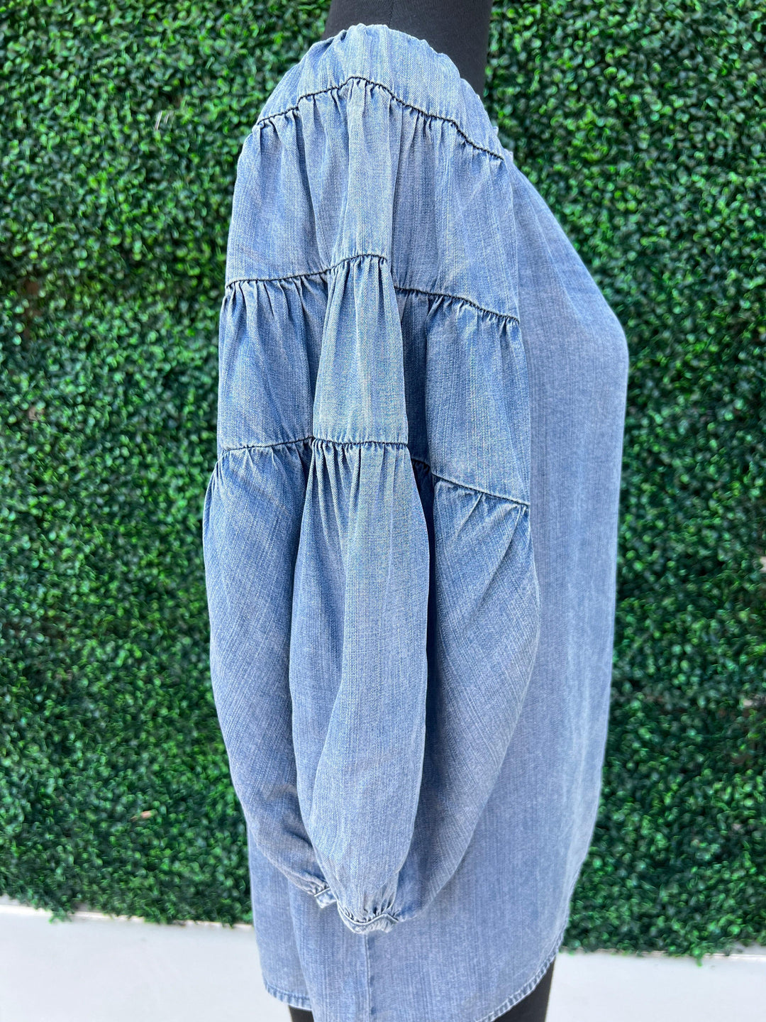 Before you collection on and off the shoulder lightweight denim blouse med wash