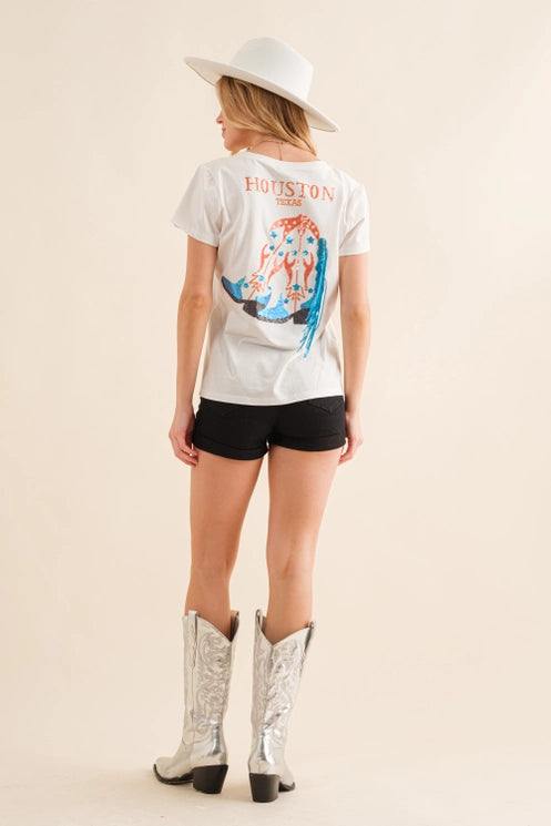 Houston Texas Sequin Astros Tee white womens gift boutique near me