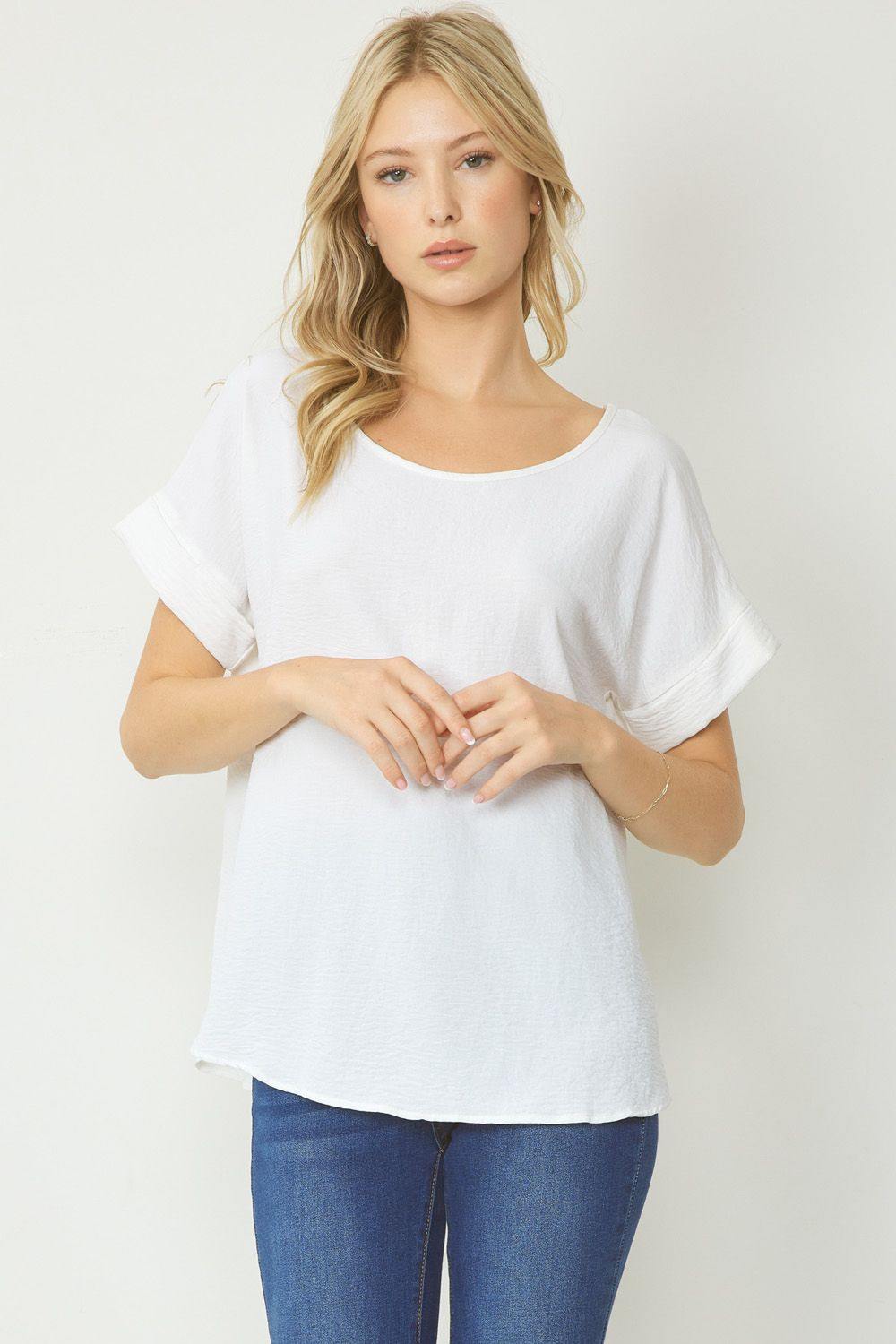 entro clothing brand boutique cuff sleeve scoop neck